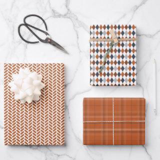 Burnt Orange and Gray Mixed Patterns  Sheets