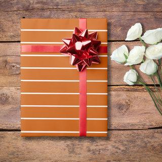 Burnt Orange and White Thin Horizontal Striped