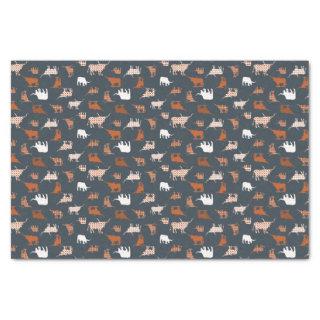 Burnt Orange & Dark Gray Patterned Longhorns Tissue Paper