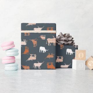 Burnt Orange & Dark Gray Patterned Longhorns