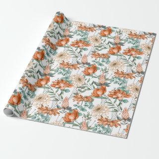 Burnt Orange Floral Greenery Pattern