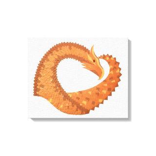 Burnt orange heart dragon on white canvas print