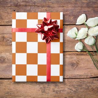 Burnt Orange White Checkered Checkerboard Vintage
