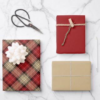 Burnt Red Beige Modern Scottish Tartan Christmas  Sheets