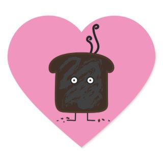 Burnt Toast smoke crumbs ashes bread Heart Sticker