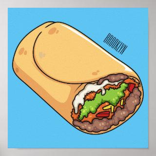 Burrito cartoon illustration poster