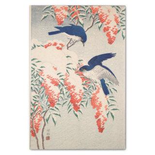Bush and Fly Catchers in Snow by Ohara Koson Tissue Paper