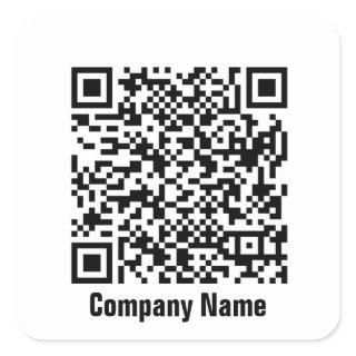 Business Black and White Text QR Code Template Square Sticker