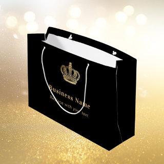 Business black gold royal crown large gift bag