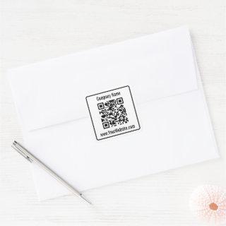 Business Black White Company Name QR Code Template Square Sticker
