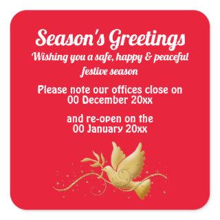 Business closed open dates shutdown announcement square sticker