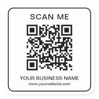 Business Company QR Code Name Url Black Simple Square Sticker