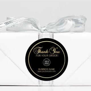 Business Corporate Thank You Gold Black | Add LOGO Classic Round Sticker