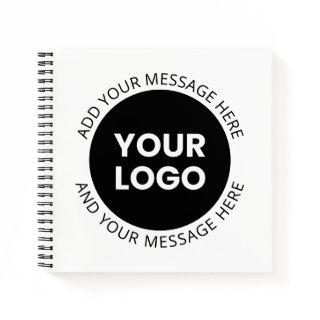 Business Logo & Editable Text  White & Black Notebook