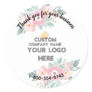 Business Thank You Custom Logo QR Code    Classic Round Sticker