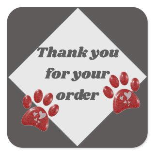 Business Thank You Customer Appreciation Red Paws Square Sticker