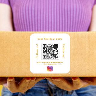 Business white gold qr code cocial media instagram square sticker