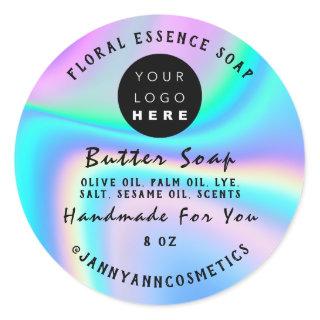 Butter Soap Cosmetics Handmade Holographic Logo Classic Round Sticker
