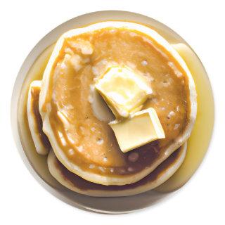 Buttered Pancakes with Syrup Food Classic Round Sticker