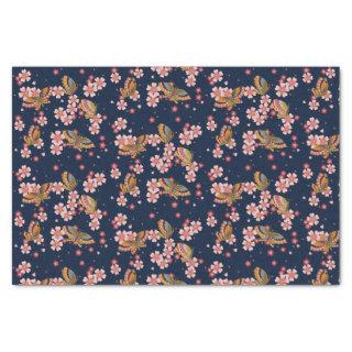 Butterflies and Cherry Blossom Showers Dusky Blue Tissue Paper