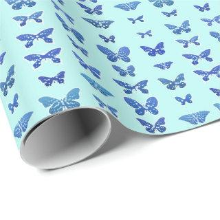 Butterflies, blue, light turquoise background