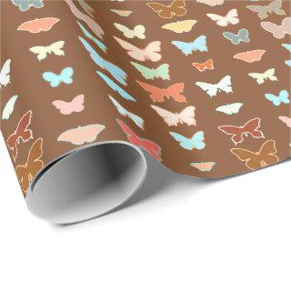 Butterflies, brown, turquoise and coral