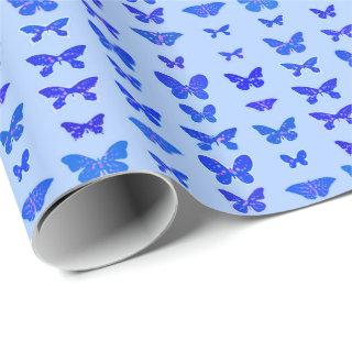 Butterflies, cobalt blue, light blue background