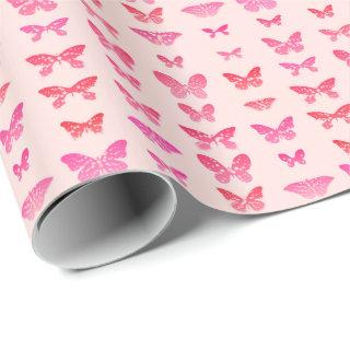 Butterflies, deep pink, pale pink background