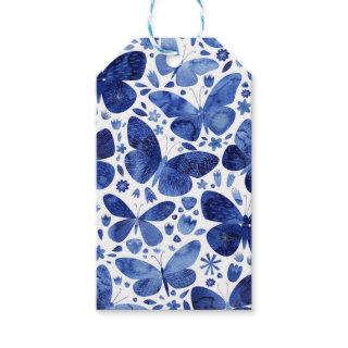Butterflies Watercolor Blue Gift Tags