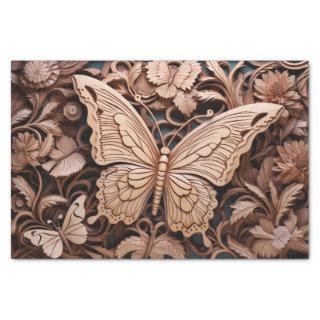 Butterfly Carved Wood Art Tissue Paper
