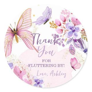 Butterfly Favor Fluttering By Girl Birthday Favor Classic Round Sticker