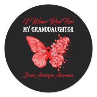 Butterfly I Wear Red For My Granddaughter Brain An Classic Round Sticker