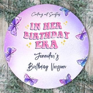 Butterfly In Her Birthday Era Party Classic Round Sticker