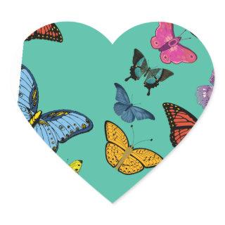 Butterfly pattern texture heart sticker