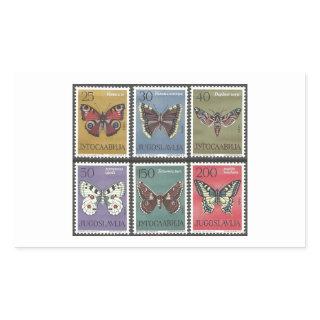 Butterfly Postage Stamps Rectangular Sticker