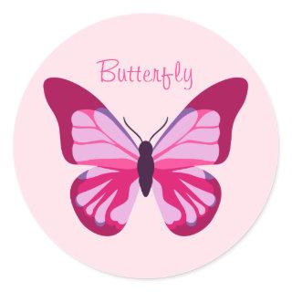 Butterfly Pretty Pink Purple Classic Round Sticker