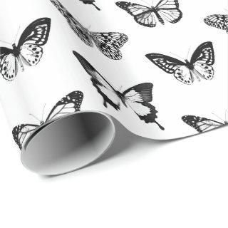 Butterfly sketch, black and white