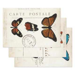 Butterfly Vintage French Carte Postale Decoupage  Sheets