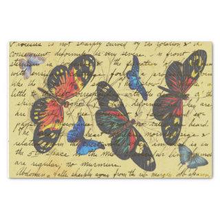 Butterfly Vintage Writing Decoupage Tissue Paper