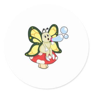 Butterfly with Soap bubbles Classic Round Sticker