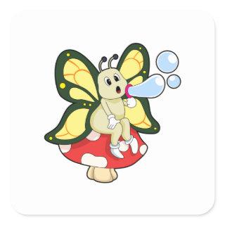 Butterfly with Soap bubbles Square Sticker