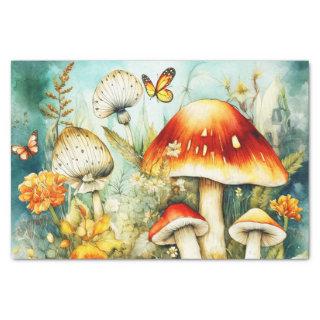 Button Mushrooms and Butterflies Decoupage Tissue Paper