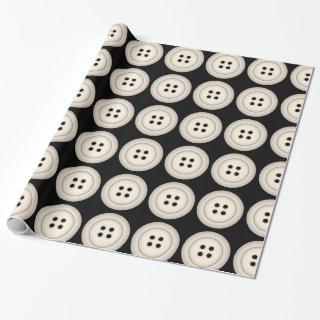 Buttons Minimalist Modern Dot Pattern Black Cream