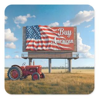 Buy American Billboard Sign With Old Tractor Square Sticker