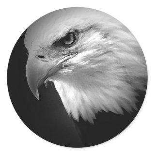 BW Bald Eagle Classic Round Sticker