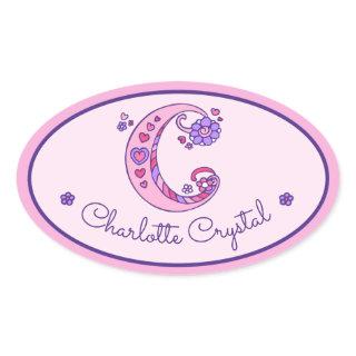 C letter monogram custom name id pink stickers