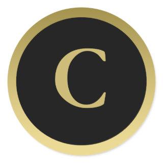 C :: Monogram C Elegant Gold and Black Sticker