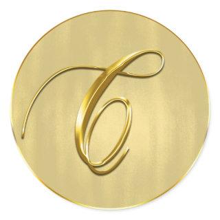 C Monogram Gold Seal Wedding Invitation Holiday
