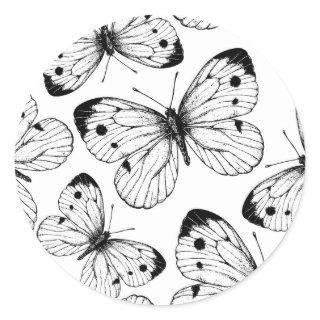 Cabbage butterfly pattern classic round sticker