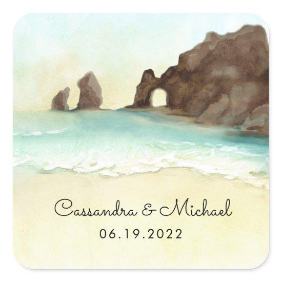 Cabo San Lucas | El Arco | Destination Wedding Rou Square Sticker